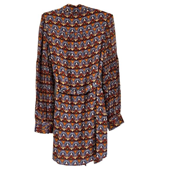 Alice Olivia Multicolored Geometric Silk Belted Button Shirt Dress Size Medium - Picture 9 of 9